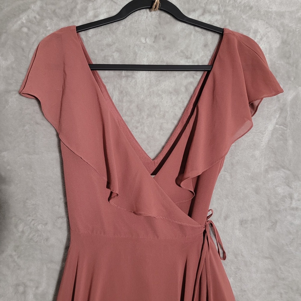 Jenny Yoo Collection SZ 4 Dusty Rose Faye Flutter Sleeve Maxi Wrap Dress/Gown - Picture 5 of 10